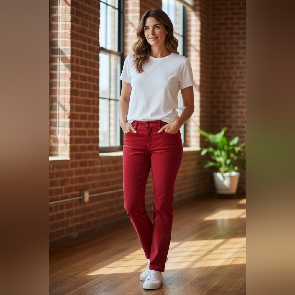 Ralph Lauren Cotton Women's Red Straight Jeans